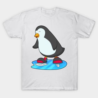 Penguin at Ice skating with Ice skates T-Shirt